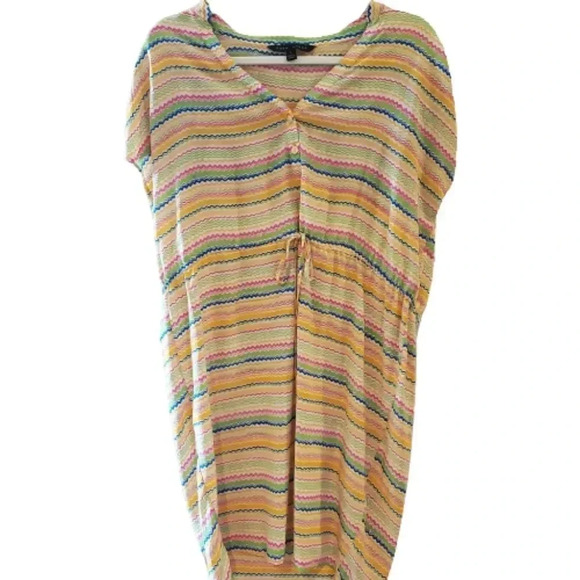 Dora Landa short sleeve rainbow striped mini dress Size Small - Picture 1 of 4
